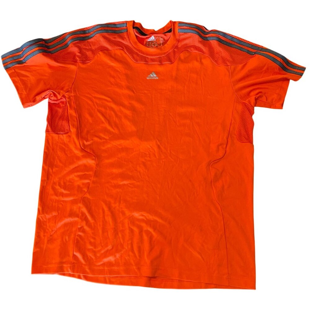 Adidas ClimaCool Orange Skull Design Mens XL Sports T-Shirt  athletic wear‎ read